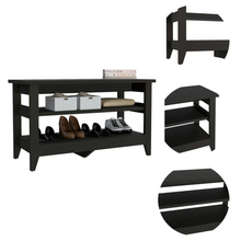 Load image into Gallery viewer, Storage Bench Susho, Upper and Lower Shelf, Black Wengue Finish
