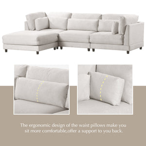 2 Pieces L shaped Sofa with Removable Ottomans and Comfortable Waist | Sofa