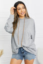 BOMBOM Drawstring Curved Hem Dropped Shoulder Hoodie