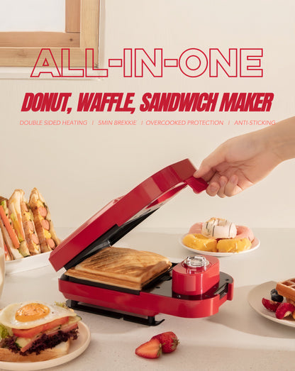 All-in-One Automatic Donut, Waffle & Sandwich Maker Machine  | Silver Rosemary Collection