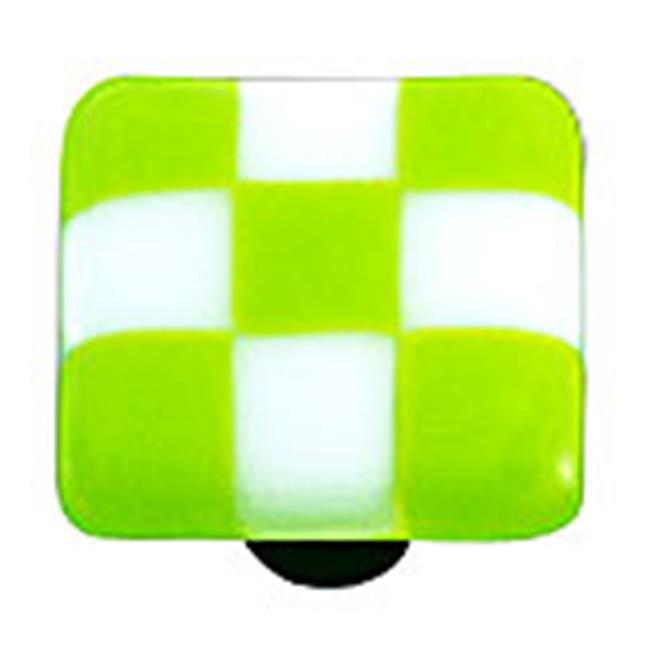 Hot Knobs HK7003-KB Spring Green & White Squares Glass Cabinet Knob | Home Improvement