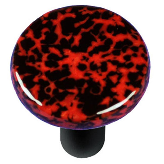 Hot Knobs HK8057-KRB Granite Black & Red Round Glass Cabinet Knob - Bl | Home Improvement