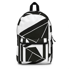 Load image into Gallery viewer, Backpack - Large Water-resistant Bag, Black and White Geometric
