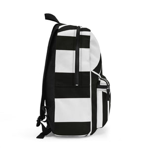 Backpack - Large Water-resistant Bag, Black and White Geometric