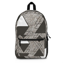 Load image into Gallery viewer, Backpack - Large Water-resistant Bag, Brown and White Triangular
