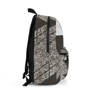 Backpack - Large Water-resistant Bag, Brown and White Triangular