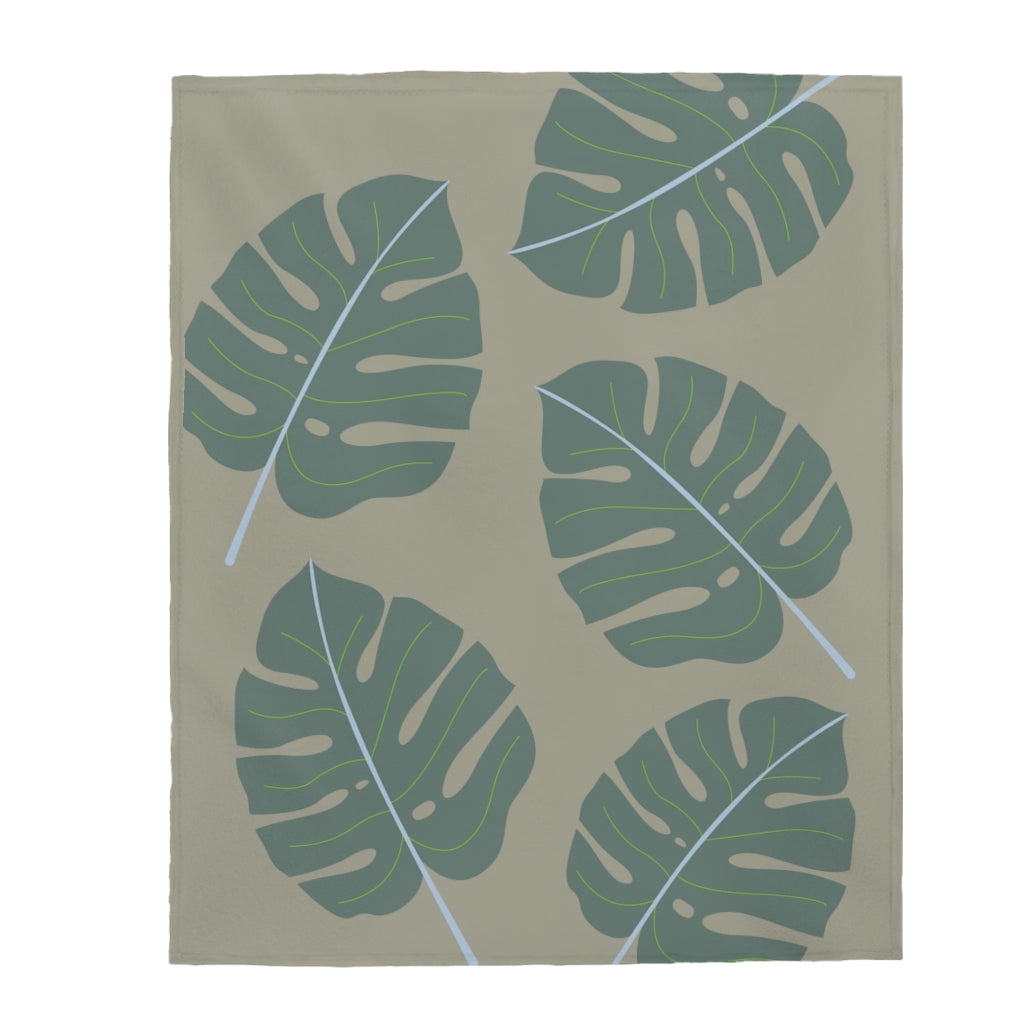 Abstract Leaves Green Plush Blanket Throw | Throw Blankets & Linens