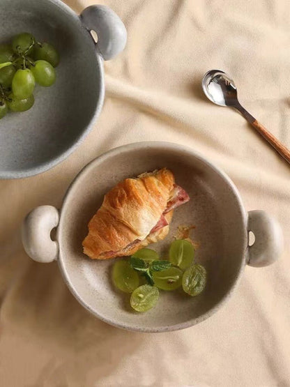 Big-ears Ceramic Pasta Bowl | Silver Rosemary Collection