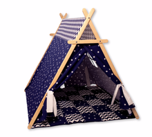 Load image into Gallery viewer, Blue Stars Play Tent and Play Mat
