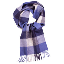 Load image into Gallery viewer, Blue checked alpaca wool scarf
