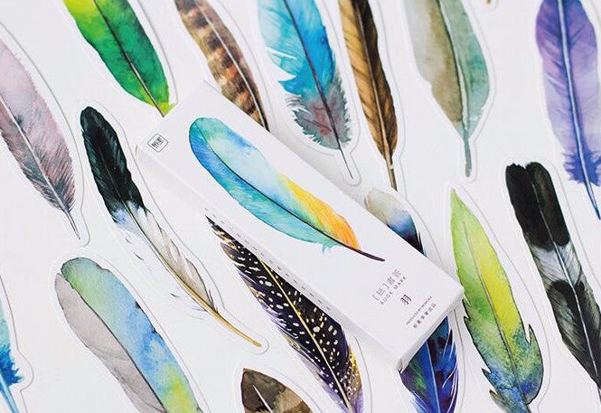 30-Pack of Watercolor-Style Feather Bookmarks | Books & Bookshelves