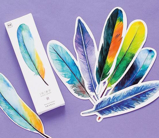 30-Pack of Watercolor-Style Feather Bookmarks | Books & Bookshelves