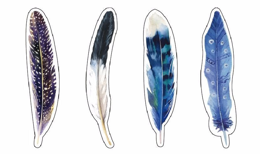 30-Pack of Watercolor-Style Feather Bookmarks | Books & Bookshelves