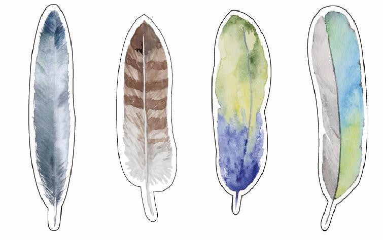 30-Pack of Watercolor-Style Feather Bookmarks | Books & Bookshelves