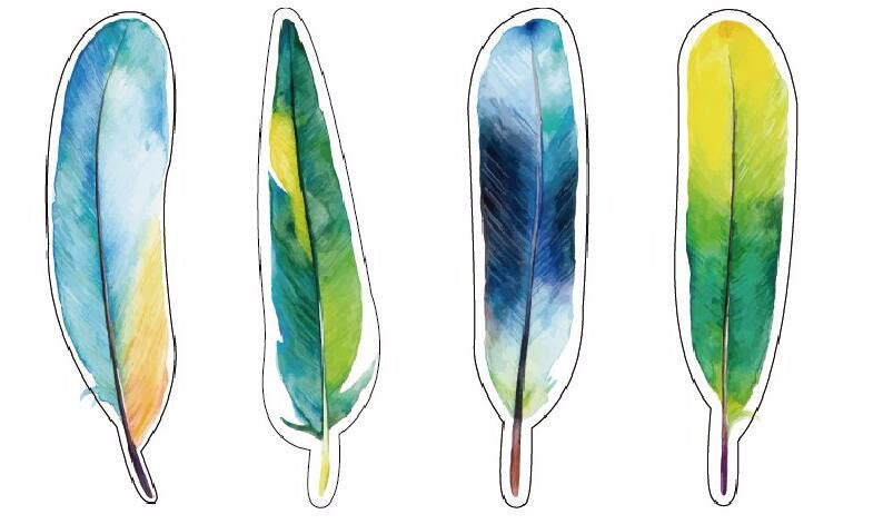 30-Pack of Watercolor-Style Feather Bookmarks | Books & Bookshelves