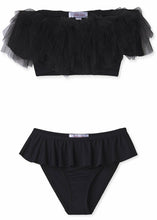 Load image into Gallery viewer, Black Draped Bikini With Tulle for Girls
