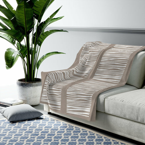 Abstract Lines in Beige Plush Blanket Throw | Throw Linens & Blankets