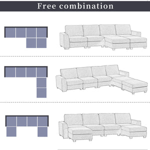 3 Pieces U shaped Sofa with Removable Ottomans | Furniture