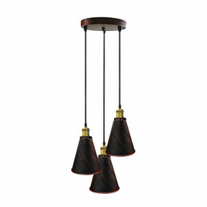 Retro Industrial 3- Head  Vintage Round Base Pendant Ceiling