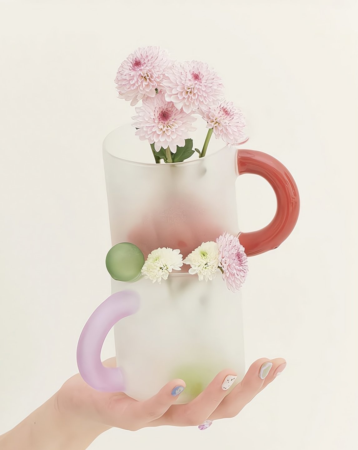 Candy Mug - Handblown Whimsical Dopamine Coffee Tea Cup | Silver Rosemary Collection