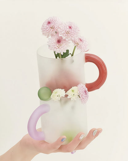 Candy Mug - Handblown Whimsical Dopamine Coffee Tea Cup | Silver Rosemary Collection