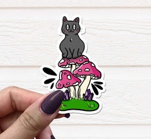 Load image into Gallery viewer, Cat on a Mushroom Vinyl Sticker
