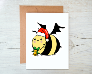 Goth Christmas Bee Card - Blank Inside with Kraft Envelope