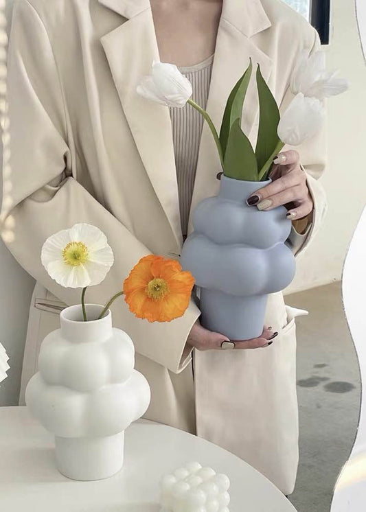 Cloud Vase - Modern Whimsical Eclectic Quirky Ceramic Flower Vase | Silver Rosemary Collection