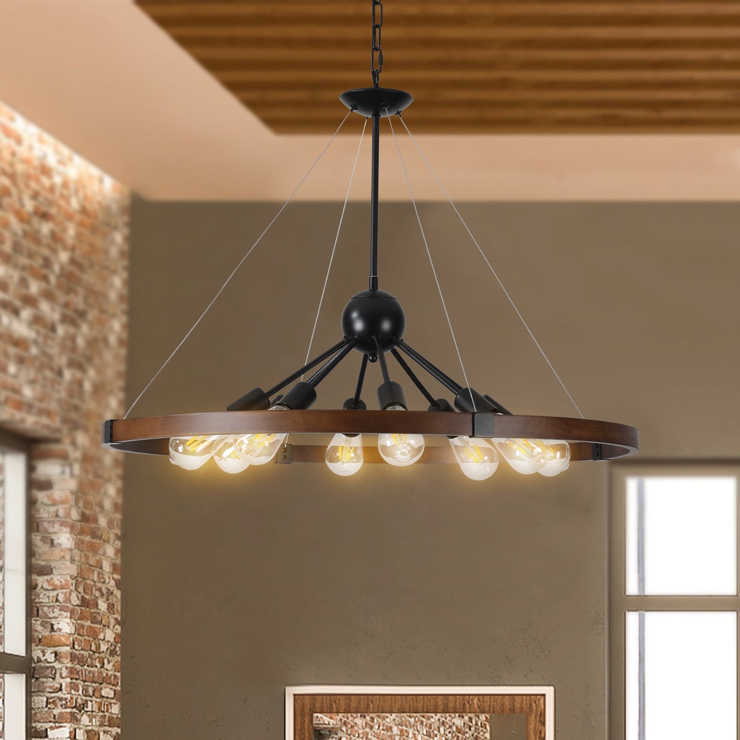 (Same as W1340111208/L1012) 8-Light Retro Farmhouse Chandelier For