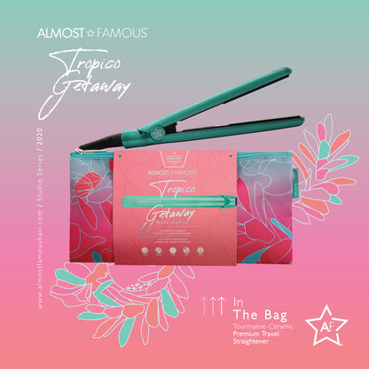 Almost Famous 0.5" Tropico Getaway Mini Travel Flat Iron+Designer Bag