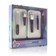 Load image into Gallery viewer, Almost Famous Manicure Kit w/ Silver Holographic travel case
