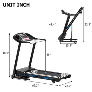 Electric treadmill with motorized inclines Bluetooth APP and MP3