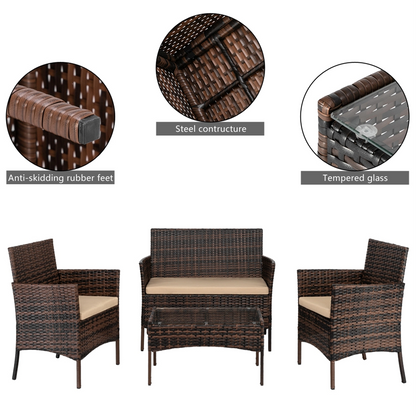 3pcs Coffee Table Rattan Sofa Set | Furniture