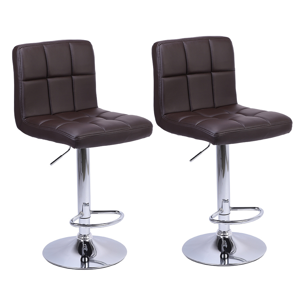 2 Bar Chairs Counter Height Adjustable Swivel Stool with PU Leather | Furniture