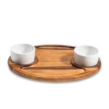 Load image into Gallery viewer, Charcuterie/ Serving Tray w/ 2 ceramic bowls w/ lids
