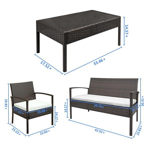 4 PCS Rattan Patio Furniture Set | Outdoor Furniture