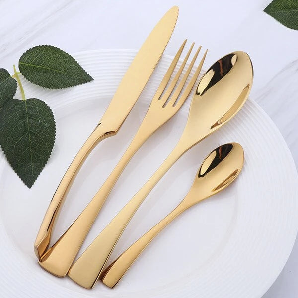 4pcs Stainless Steel Steak Knife Fork Gold | Kitchen