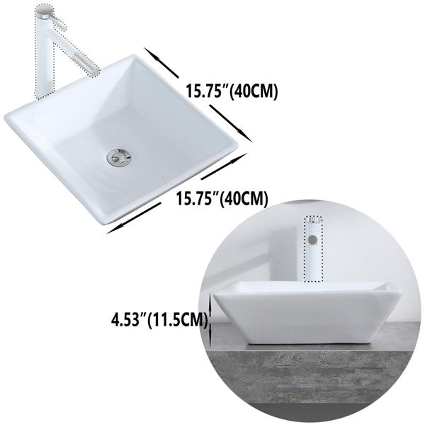 Bathroom Above Counter Square Ceramic Basin Sink