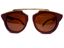 Load image into Gallery viewer, Cherry Wood Full Frame, Polarized with Gold Trim and Bamboo Case
