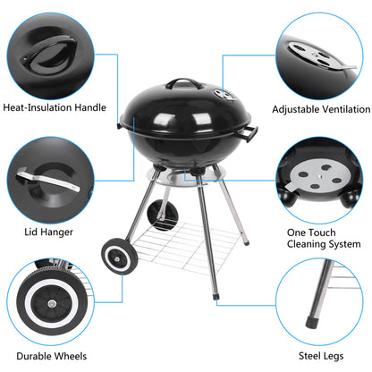 18 Inch Apple Charcoal Stove BBQ Grill For Outdoor Cooking | Outdoor Living