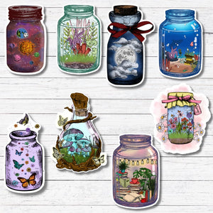 Butterflies-World Jar Sticker/Magnet