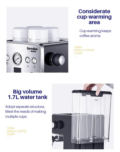 Espresso Coffee Maker Stainless Steel Italian Coffee Machine | Kitchen