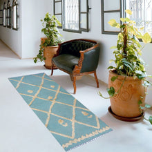 Load image into Gallery viewer, IKAT Greyish Teal Kilim Rug
