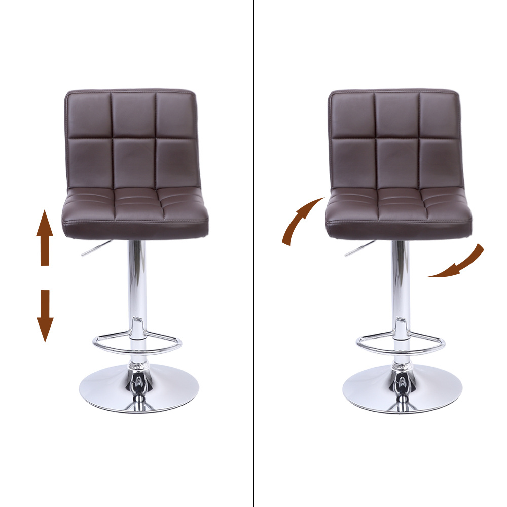 2 Bar Chairs Counter Height Adjustable Swivel Stool with PU Leather | Furniture