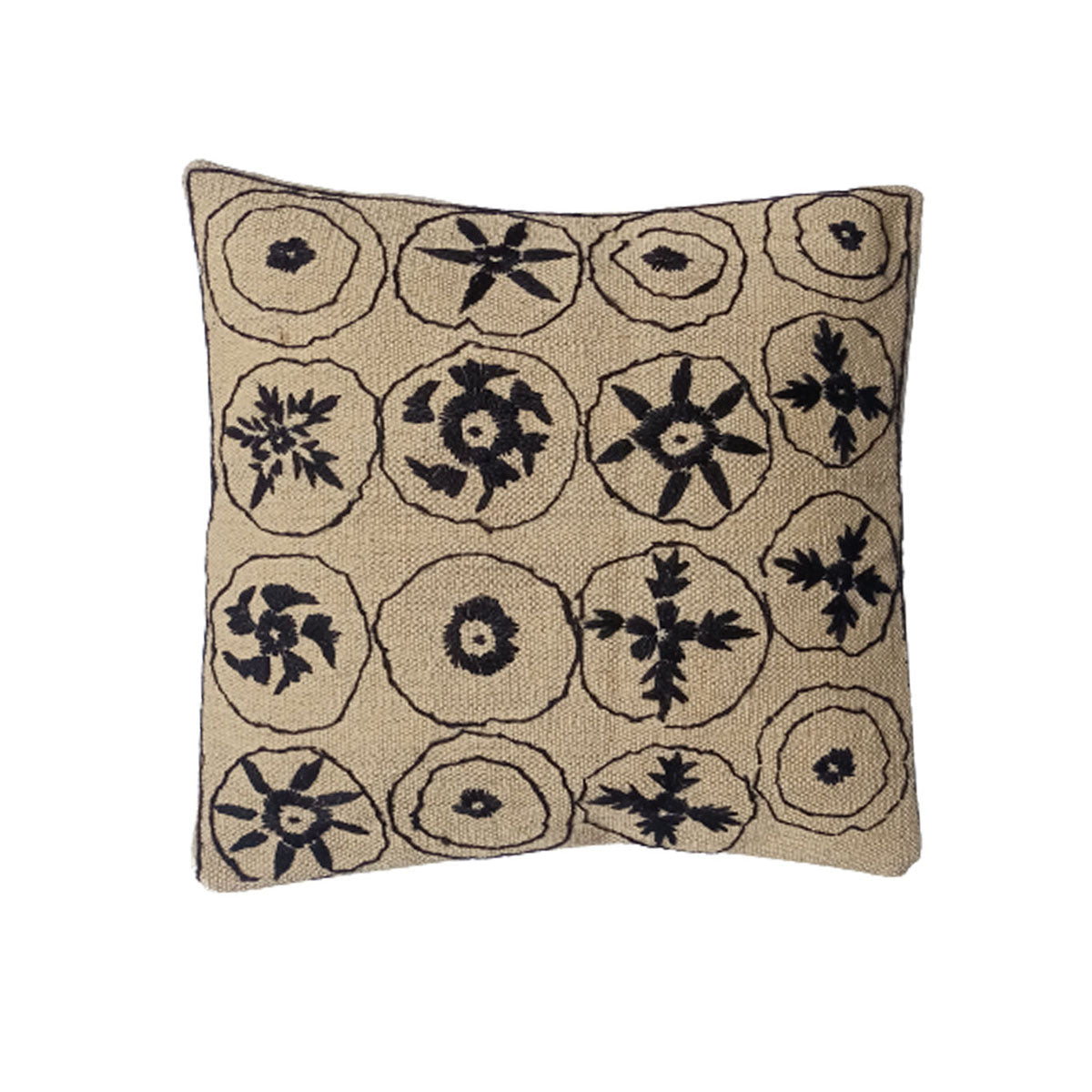 Embroidered Woolen Quick Sand Cushion Cover