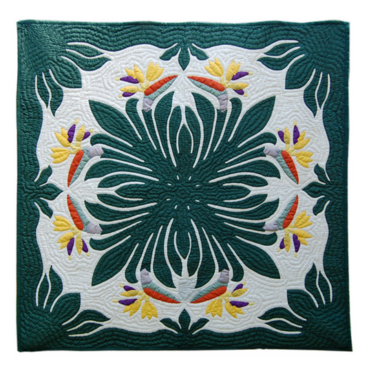 42″ Hawaiian Quilt Wall Hanging – Bird of Paradise Design | Home Decor