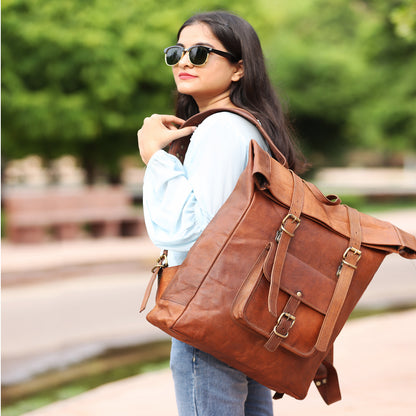 Combo Of 2 ,Leather Travel Backpack / Crossbody Laptop Bag.