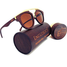 Load image into Gallery viewer, Cherry Wood Full Frame, Polarized with Gold Trim and Bamboo Case
