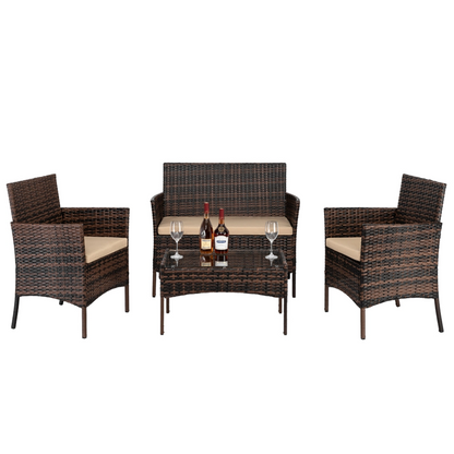 3pcs Coffee Table Rattan Sofa Set | Furniture