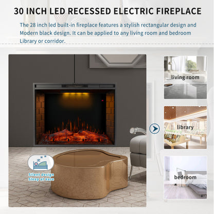 30 inch LED Recessed Electric Fireplace with 3 Top Light Colors | Home Improvement